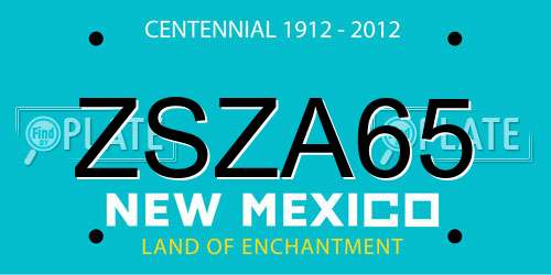 ZSZA65 New Mexico License Plate
