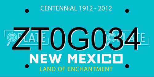 ZT0G034 New Mexico License Plate