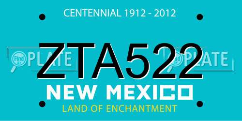 ZTA522 New Mexico License Plate