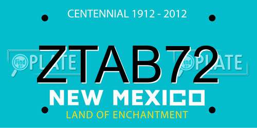 ZTAB72 New Mexico License Plate
