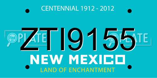 ZTI9155 New Mexico License Plate