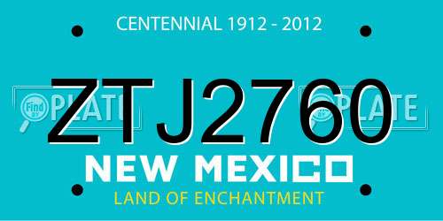 ZTJ2760 New Mexico License Plate