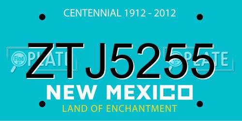 ZTJ5255 New Mexico License Plate
