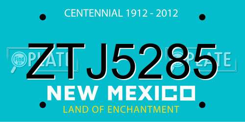 ZTJ5285 New Mexico License Plate