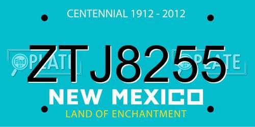 ZTJ8255 New Mexico License Plate