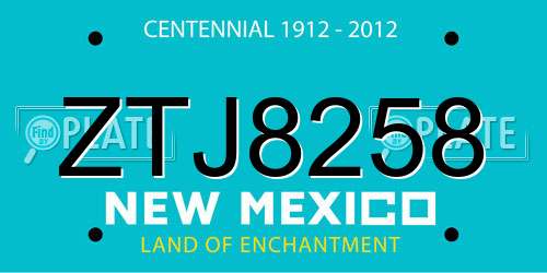 ZTJ8258 New Mexico License Plate