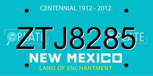 ZTJ8285 New Mexico License Plate