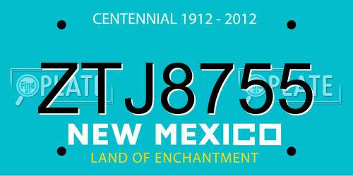 ZTJ8755 New Mexico License Plate