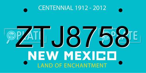 ZTJ8758 New Mexico License Plate