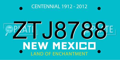 ZTJ8788 New Mexico License Plate