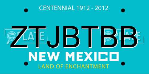 ZTJBTBB New Mexico License Plate