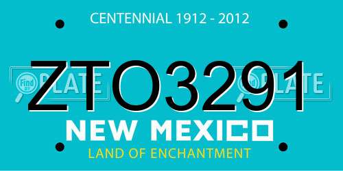 ZTO3291 New Mexico License Plate