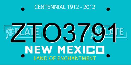 ZTO3791 New Mexico License Plate