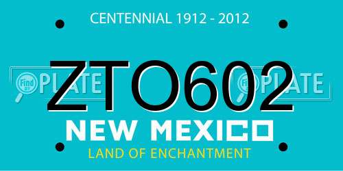 ZTO602 New Mexico License Plate