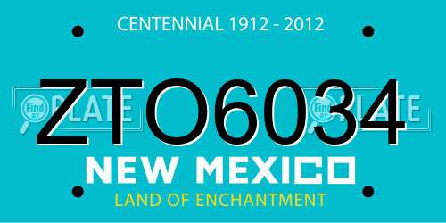 ZTO6034 New Mexico License Plate