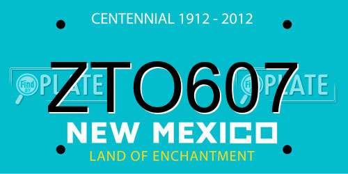 ZTO607 New Mexico License Plate
