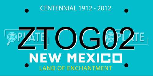 ZTOG02 New Mexico License Plate