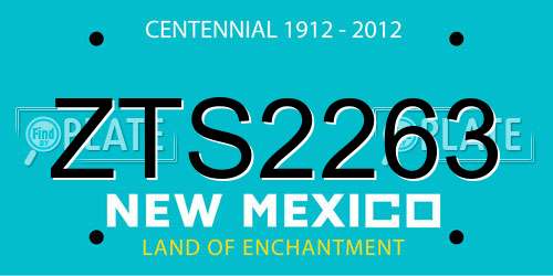 ZTS2263 New Mexico License Plate