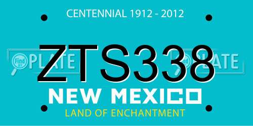 ZTS338 New Mexico License Plate