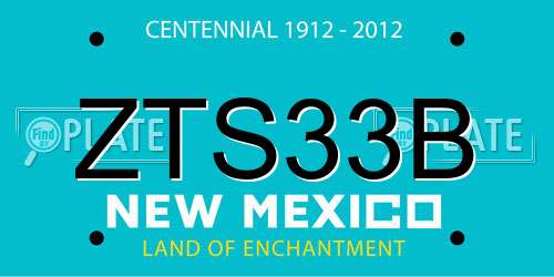 ZTS33B New Mexico License Plate