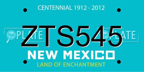 ZTS545 New Mexico License Plate