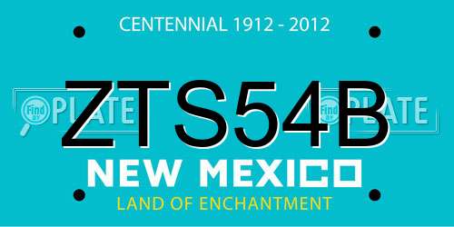 ZTS54B New Mexico License Plate