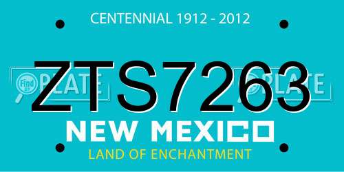 ZTS7263 New Mexico License Plate