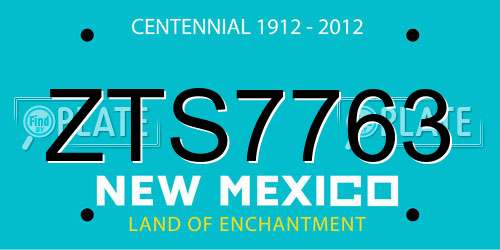 ZTS7763 New Mexico License Plate