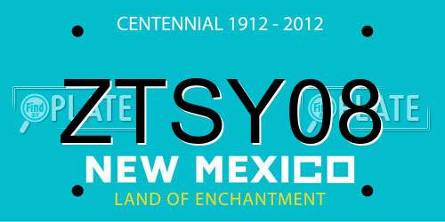 ZTSY08 New Mexico License Plate