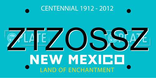 ZTZOSSZ New Mexico License Plate