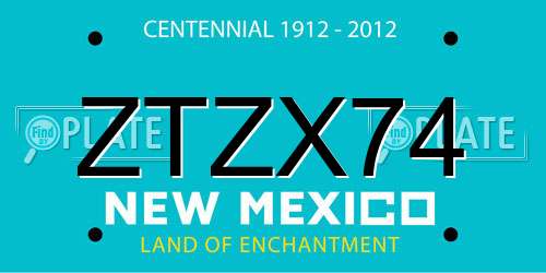 ZTZX74 New Mexico License Plate