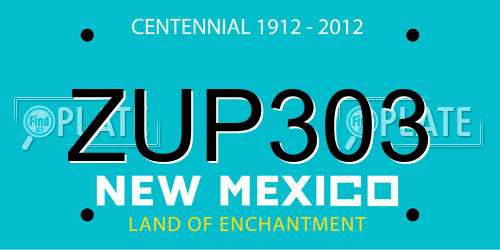 ZUP303 New Mexico License Plate
