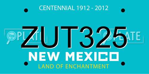 ZUT325 New Mexico License Plate