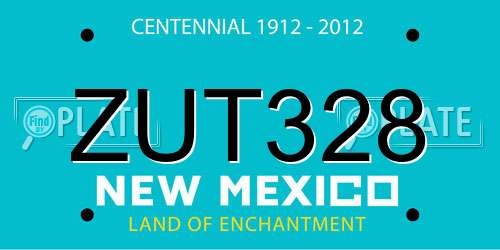 ZUT328 New Mexico License Plate