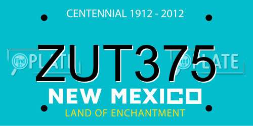 ZUT375 New Mexico License Plate
