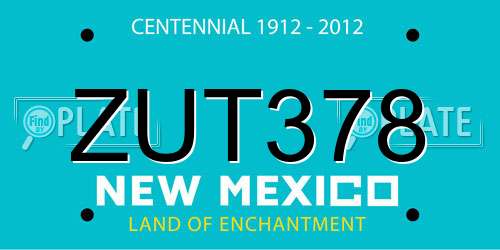 ZUT378 New Mexico License Plate