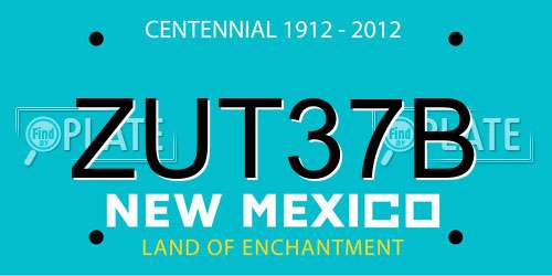 ZUT37B New Mexico License Plate