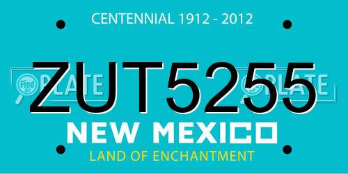 ZUT5255 New Mexico License Plate