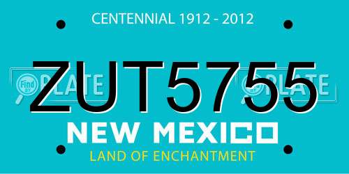 ZUT5755 New Mexico License Plate