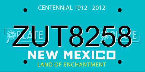 ZUT8258 New Mexico License Plate