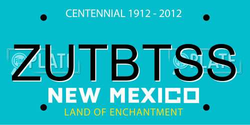 ZUTBTSS New Mexico License Plate