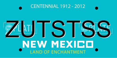 ZUTSTSS New Mexico License Plate