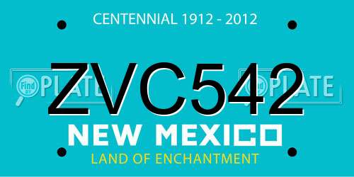 ZVC542 New Mexico License Plate