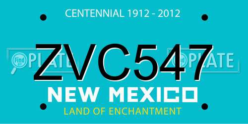 ZVC547 New Mexico License Plate