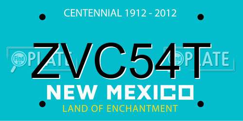 ZVC54T New Mexico License Plate