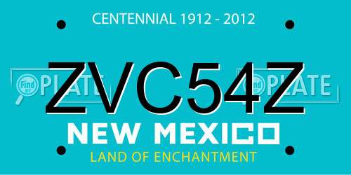 ZVC54Z New Mexico License Plate