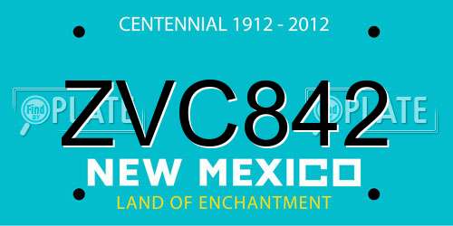 ZVC842 New Mexico License Plate