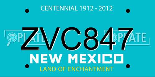 ZVC847 New Mexico License Plate