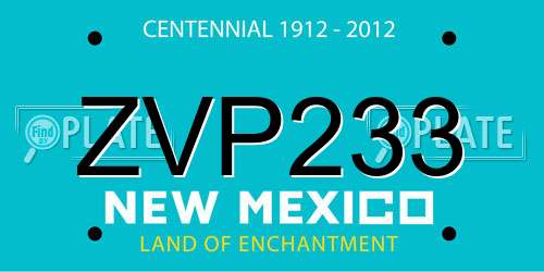 ZVP233 New Mexico License Plate