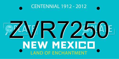 ZVR7250 New Mexico License Plate